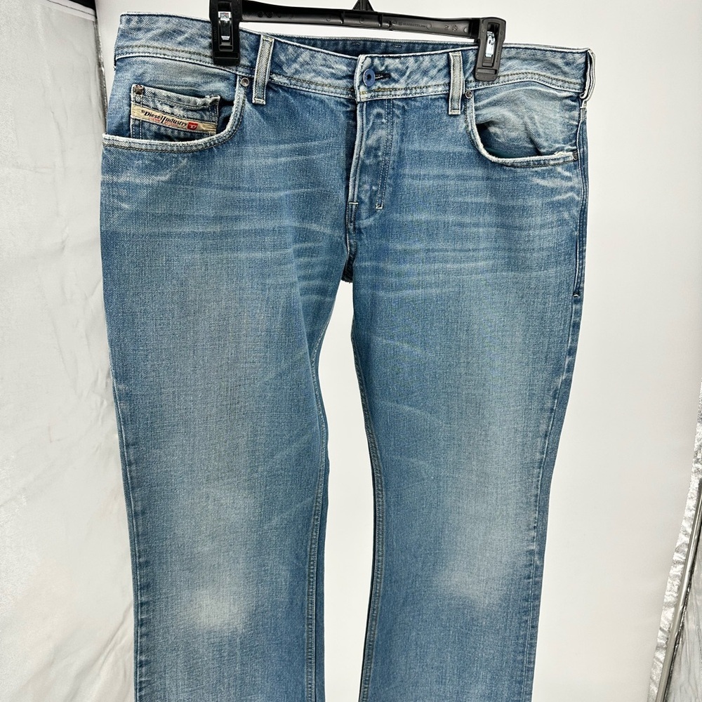 Diesel Men's Faded Blue Straight Jeans
